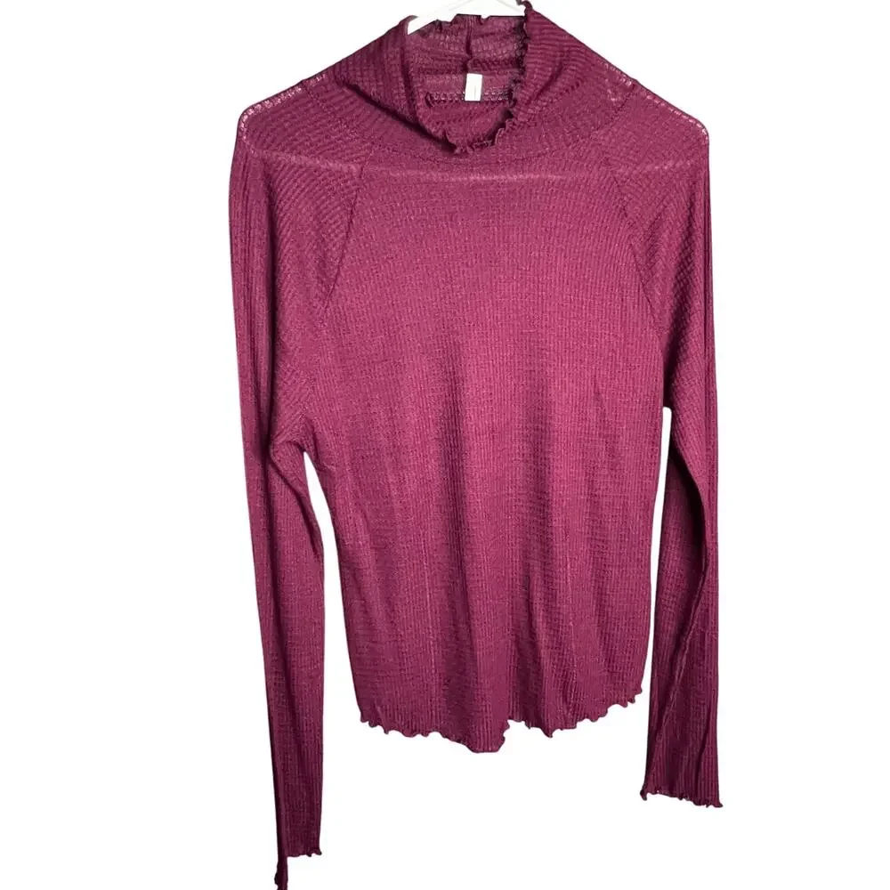 Intimately Free People Make It Easy Mock Neck Long Sleeve Thin Thermal NWOT